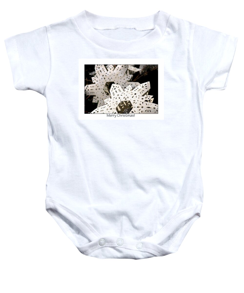 Celebrate Baby Onesie featuring the photograph Merry Christmas Ornament 0204 by Jerry Sodorff