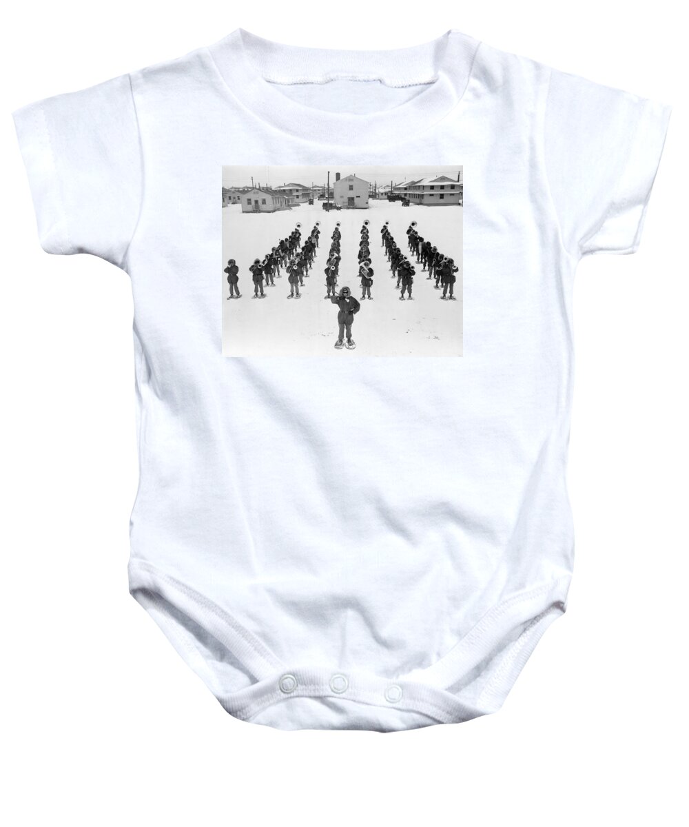 1953 Baby Onesie featuring the photograph Military Band, 1953 by Granger