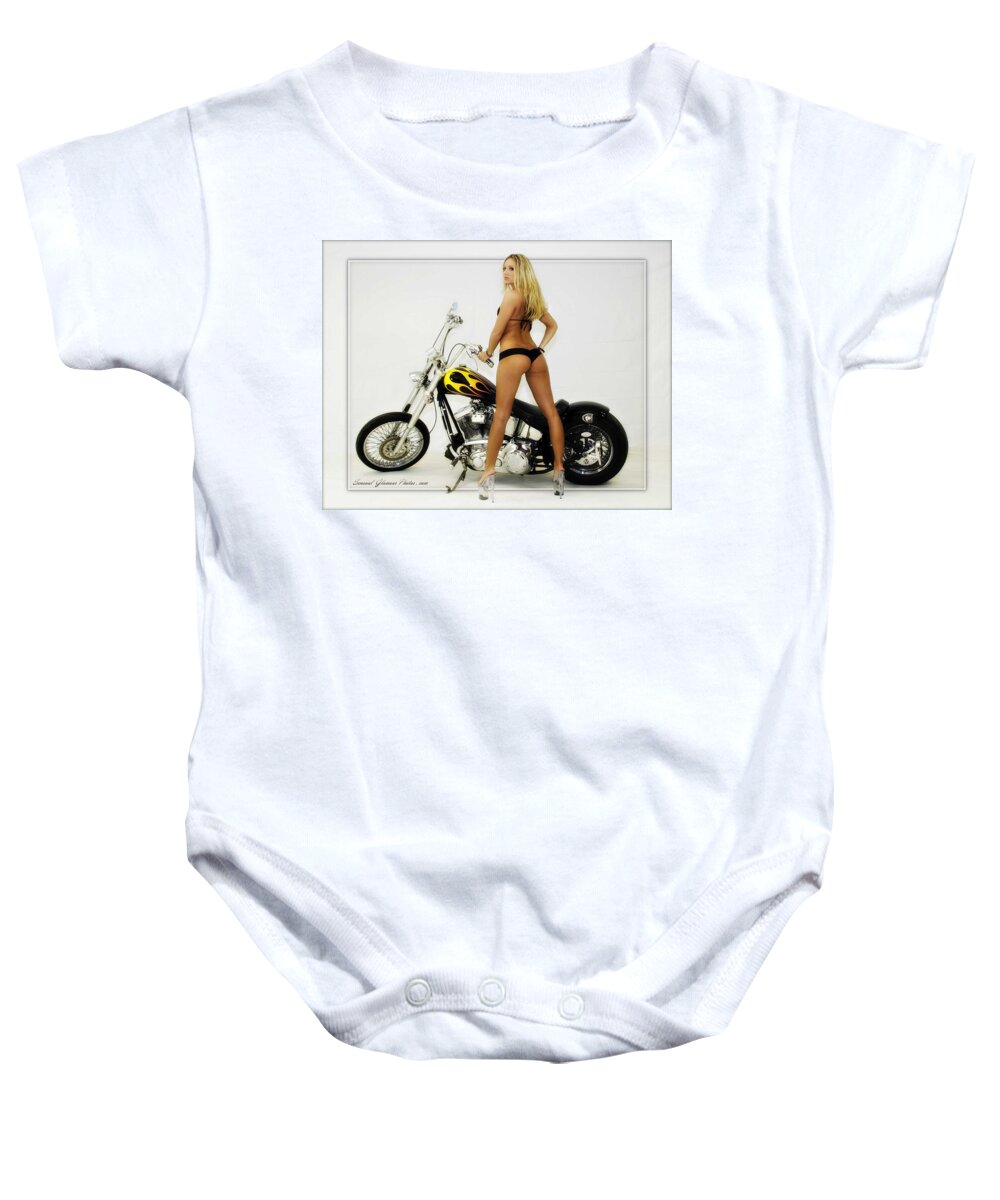 Models And Motorcycles Baby Onesie featuring the photograph Models and Motorcycles_J by Walter Herrit