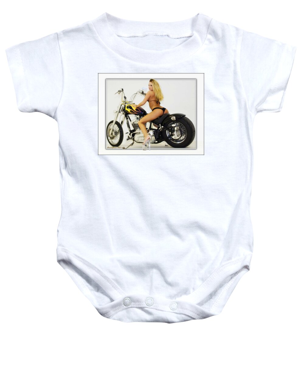Models And Motorcycles Baby Onesie featuring the photograph Models and Motorcycles_K by Walter Herrit