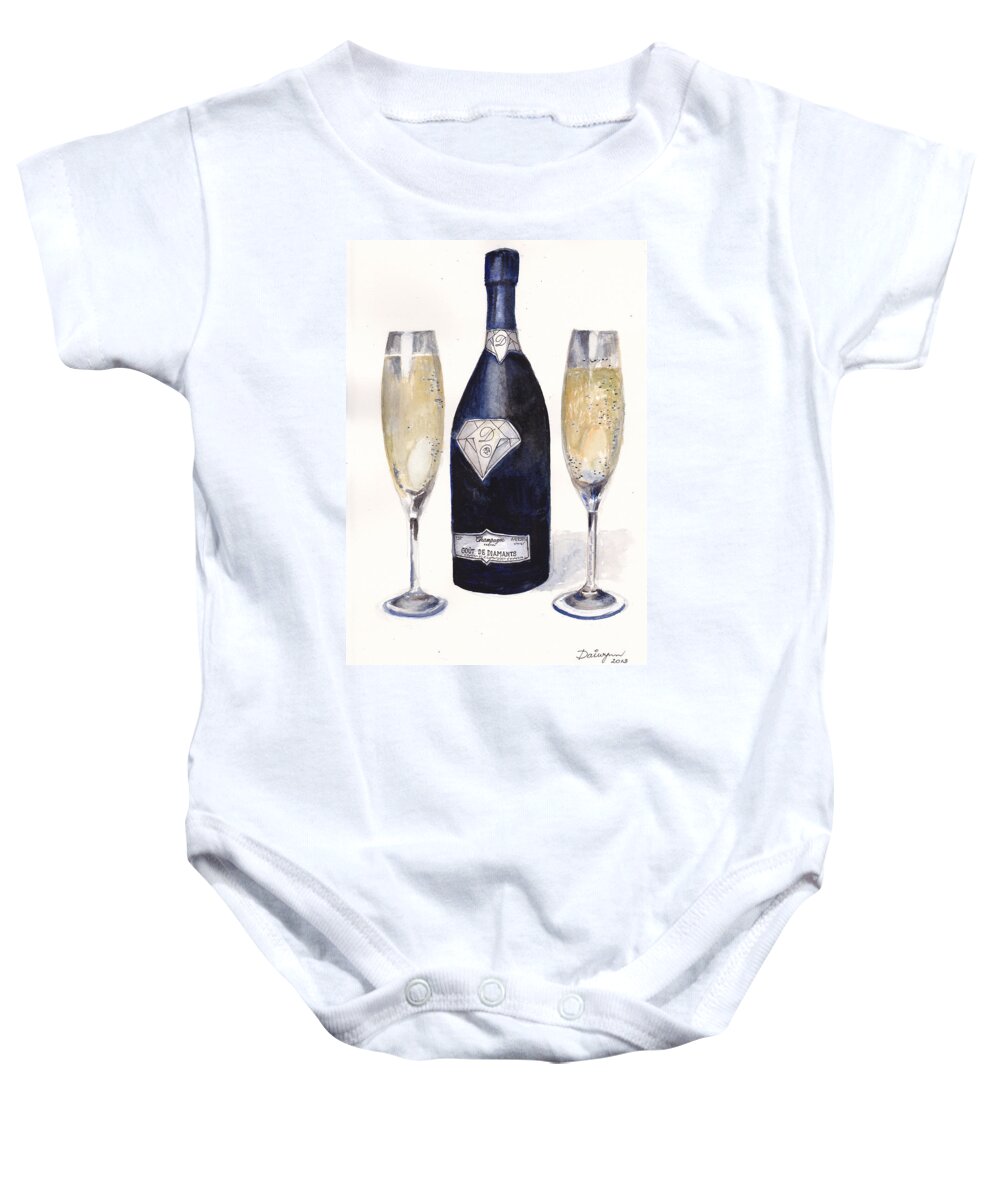 Champagne Baby Onesie featuring the painting Most expensive champagne in the world by Dai Wynn