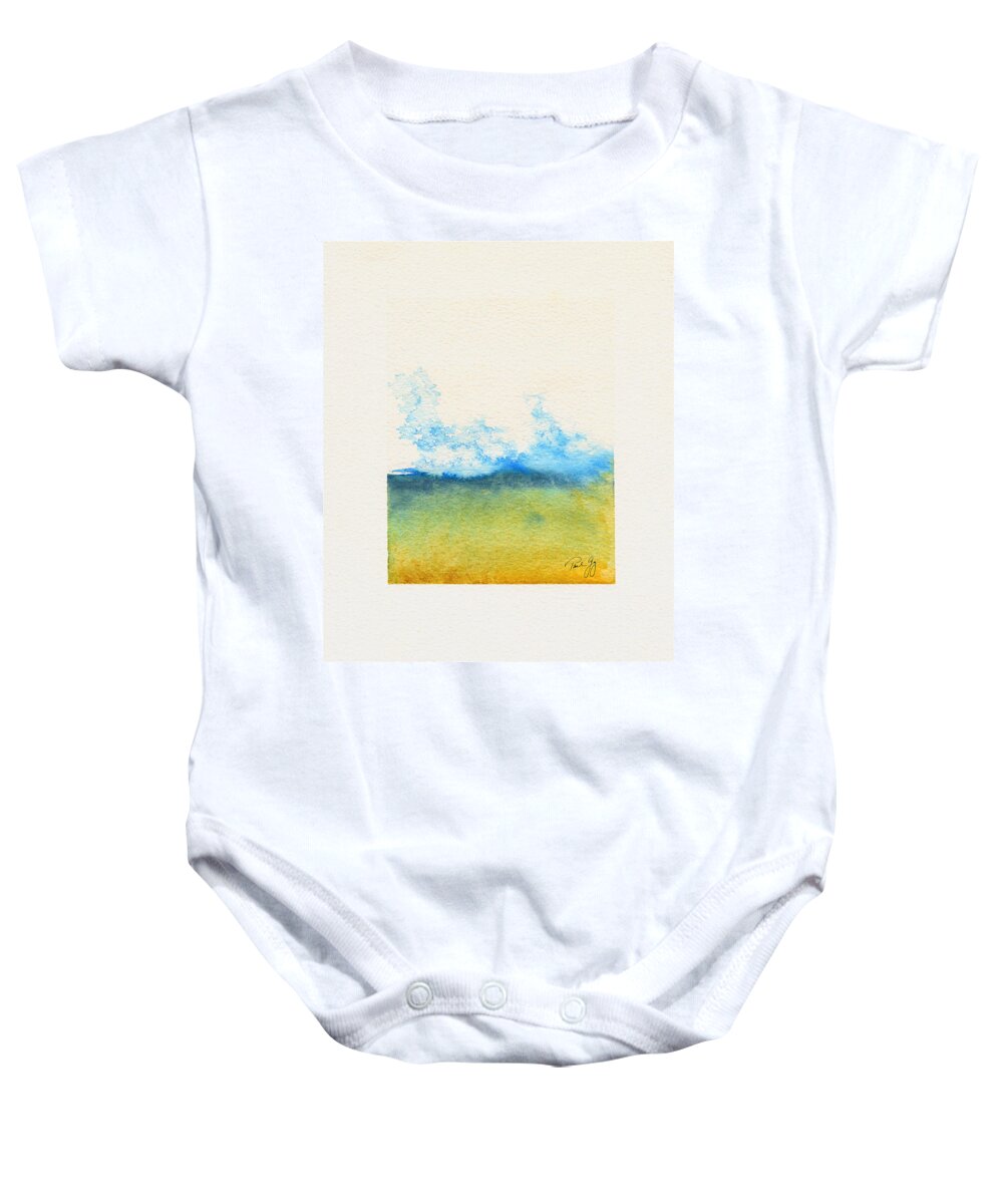 Mountain Baby Onesie featuring the painting Mountain Mist by Paul Gaj