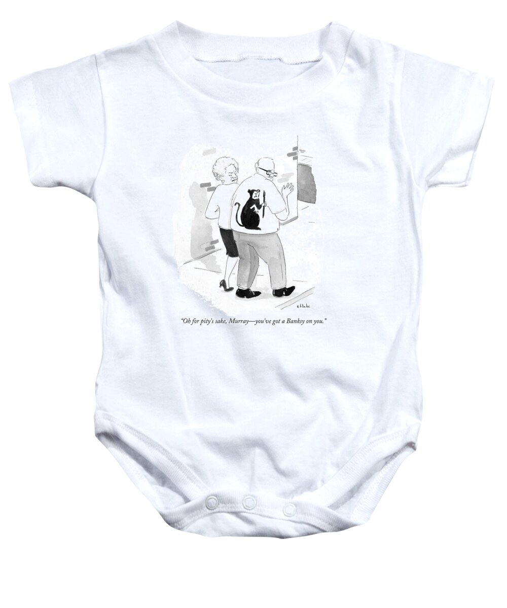 Oh For Pity's Sake Baby Onesie featuring the drawing Murray You've Got A Banksy by Emily Flake