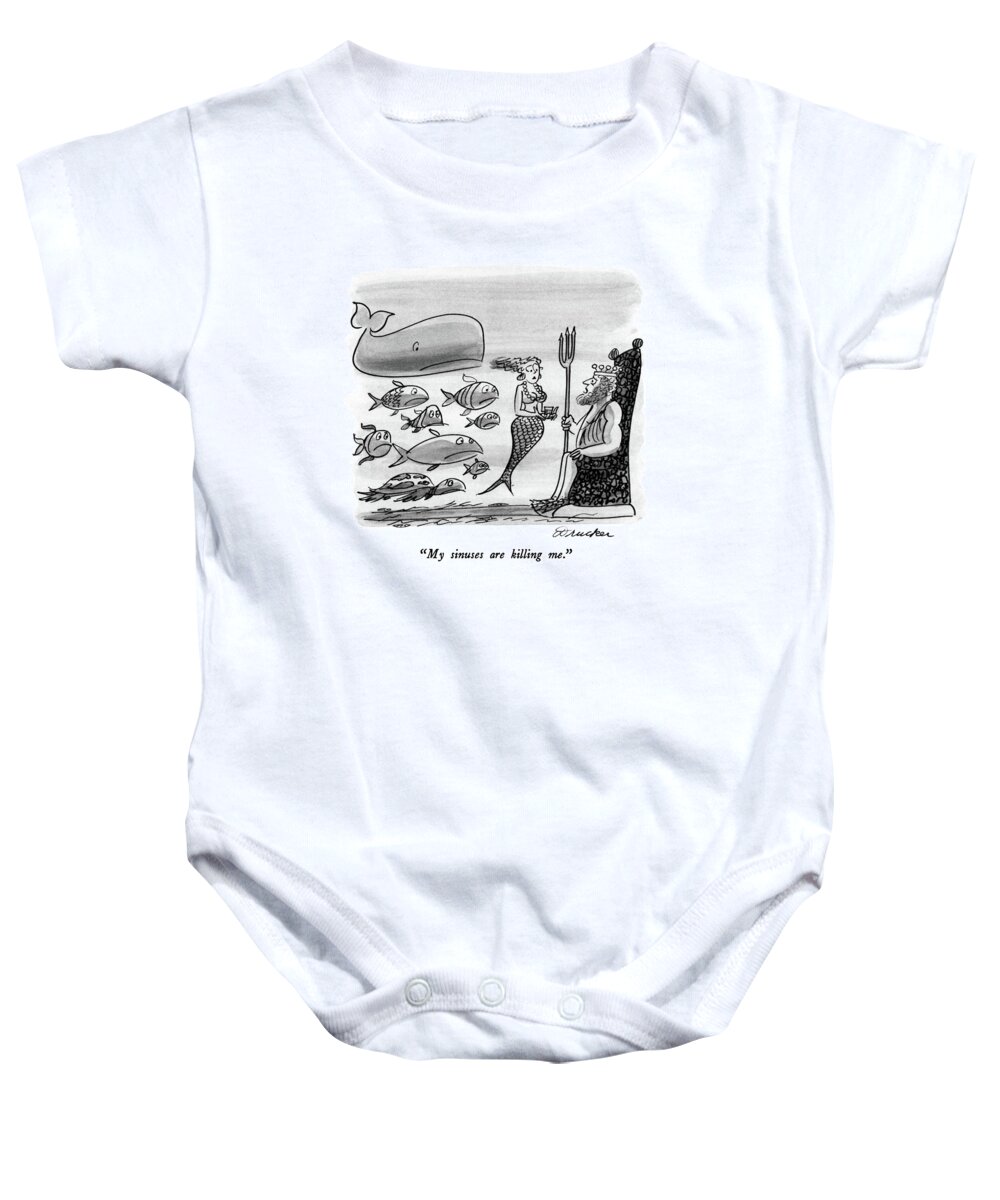
Problems Baby Onesie featuring the drawing My Sinuses Are Killing Me by Boris Drucker