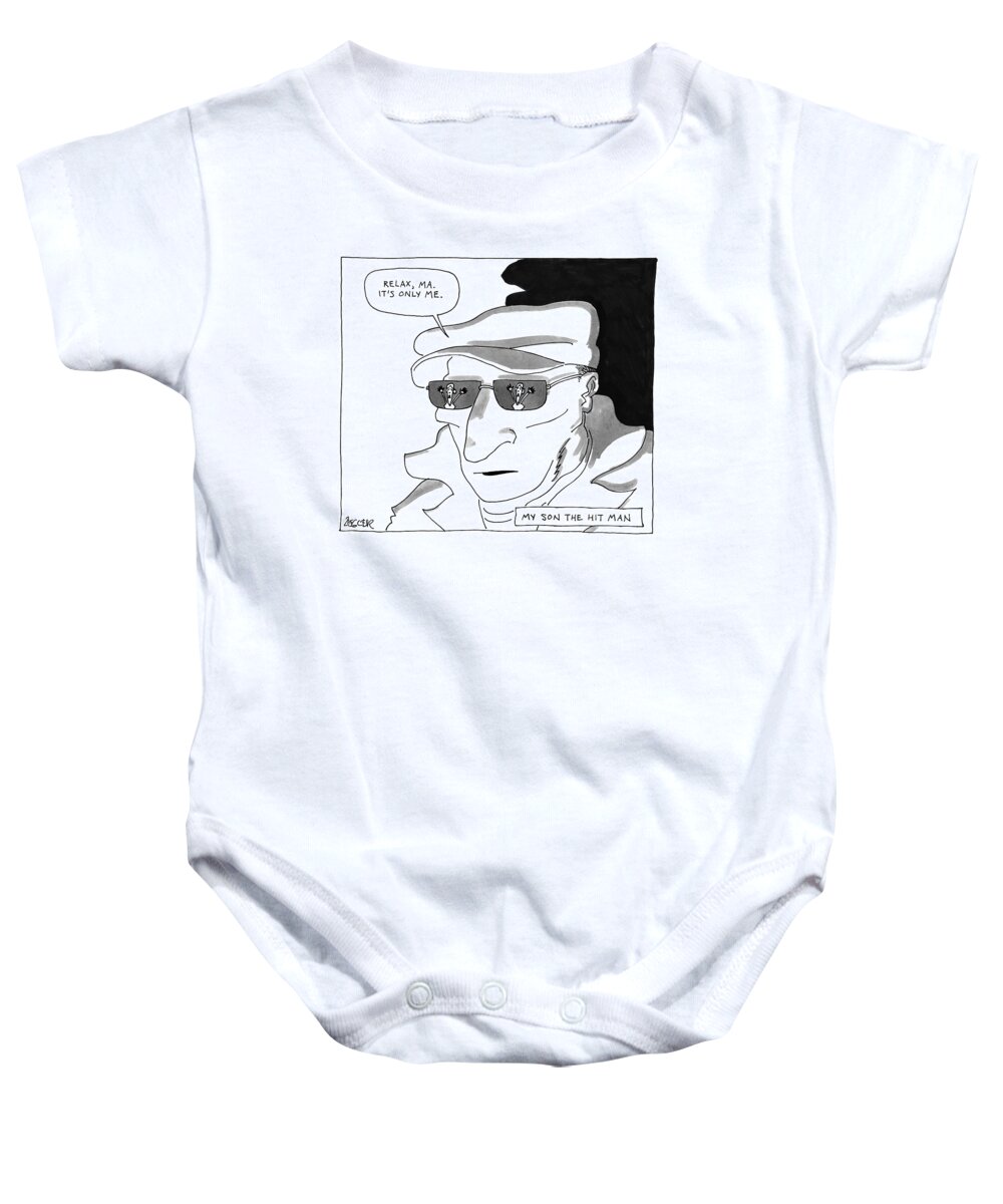 Sun -sun Glasses Baby Onesie featuring the drawing My Son The Hit Man by Jack Ziegler