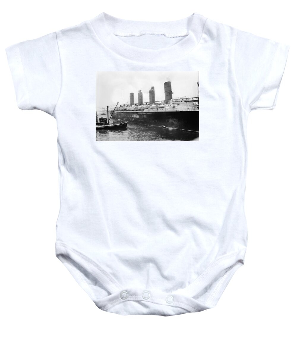 1910 Baby Onesie featuring the photograph New York Lusitania by Granger