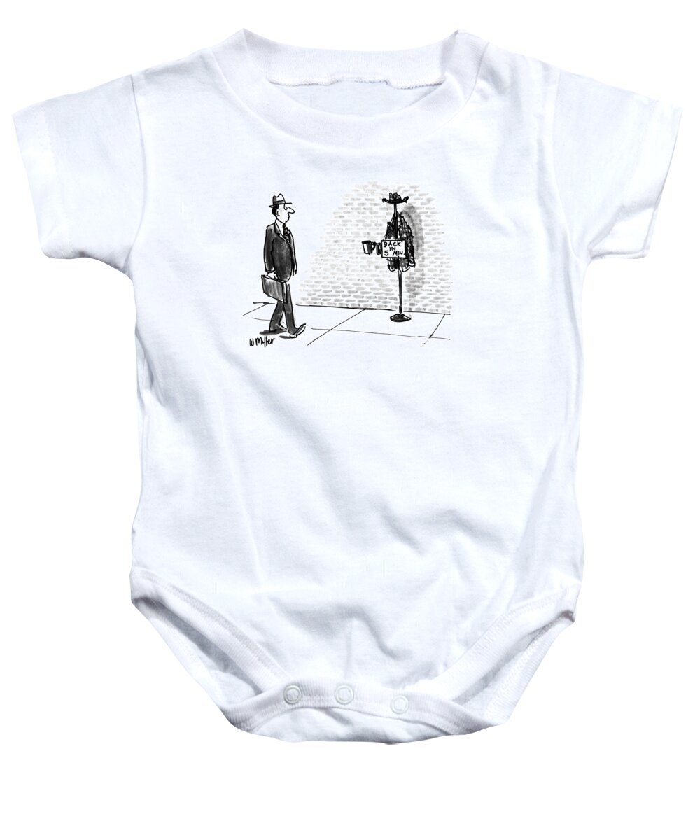 Tin Cup Baby Onesie featuring the drawing New Yorker April 13th, 1992 by Warren Miller