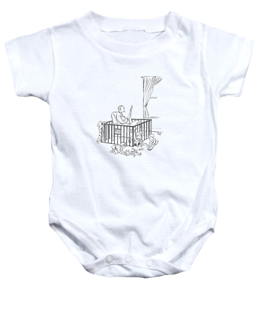 110331 Cro Carl Rose Baby Onesie featuring the drawing New Yorker April 20th, 1940 by Carl Rose