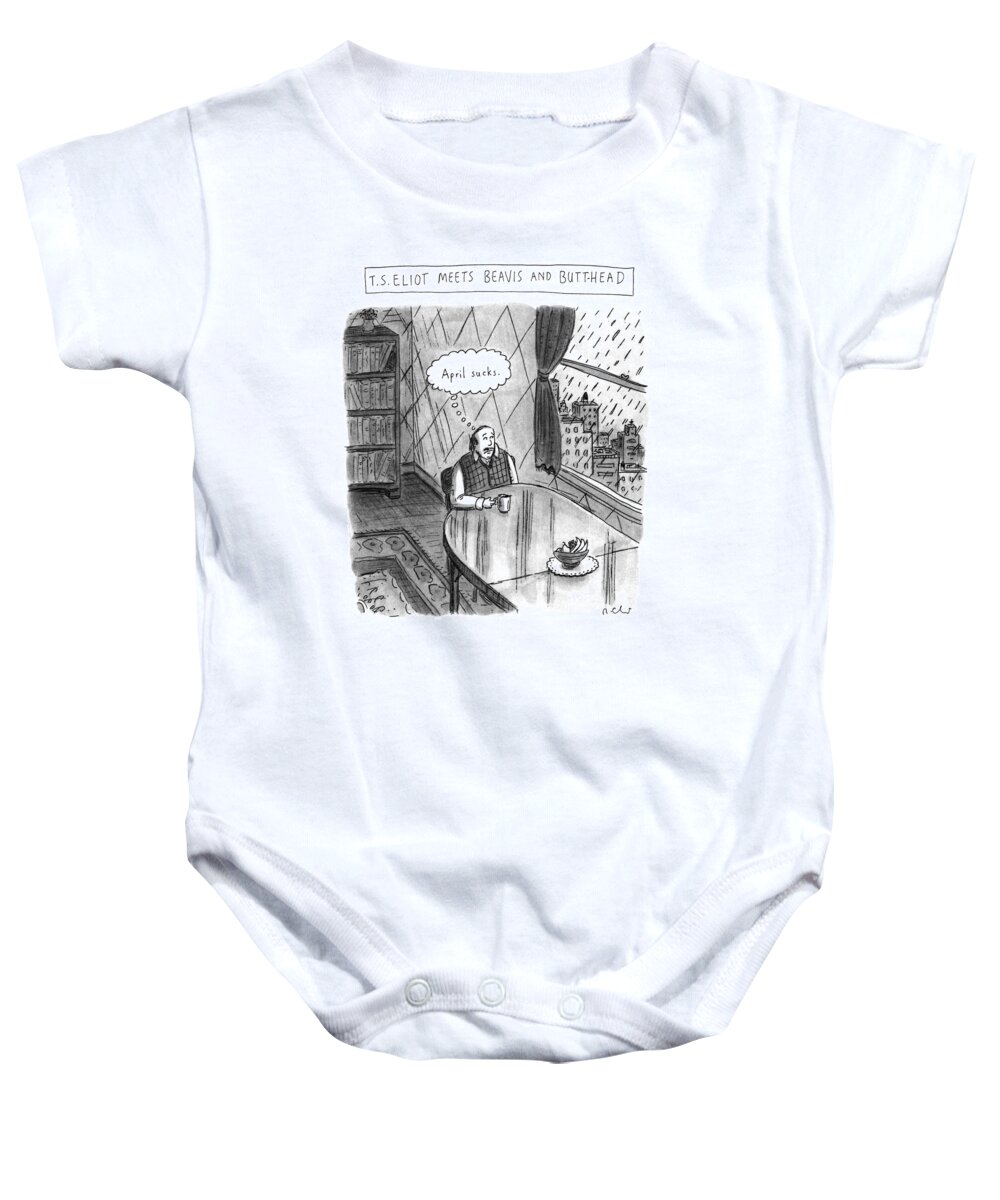 T.s. Eliot Meets Beavis And Butt-head
Writing Baby Onesie featuring the drawing New Yorker April 25th, 1994 by Roz Chast