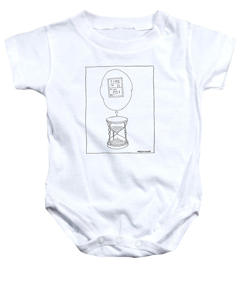 Hourglass Has Mental Image Of 'time' Magazine.)modern Life Baby Onesie featuring the drawing New Yorker August 13th, 1979 by Richard McCallister