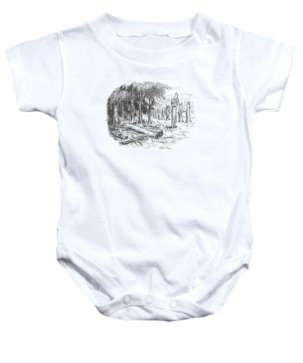 112817 Adu Alan Dunn Baby Onesie featuring the drawing New Yorker August 21st, 1943 by Alan Dunn