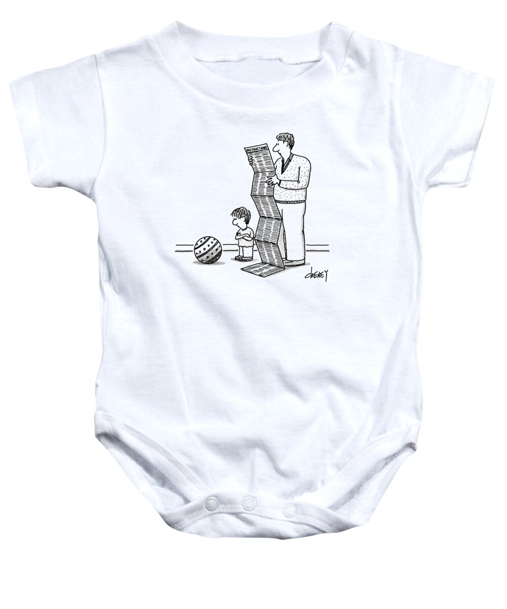 Family Baby Onesie featuring the drawing New Yorker December 30th, 1991 by Tom Cheney