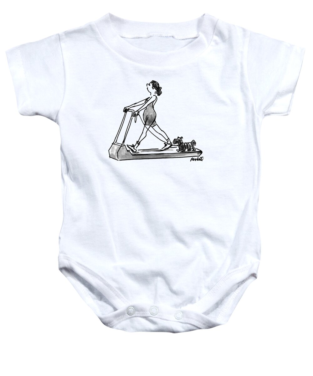 (the Woman Taking Her Dog Out For A Walk On Her Threadmill.)
Fitness Baby Onesie featuring the drawing New Yorker February 14th, 1994 by Frank Modell