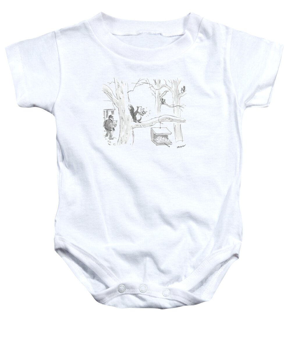 Animals Baby Onesie featuring the drawing New Yorker February 15th, 1988 by James Stevenson