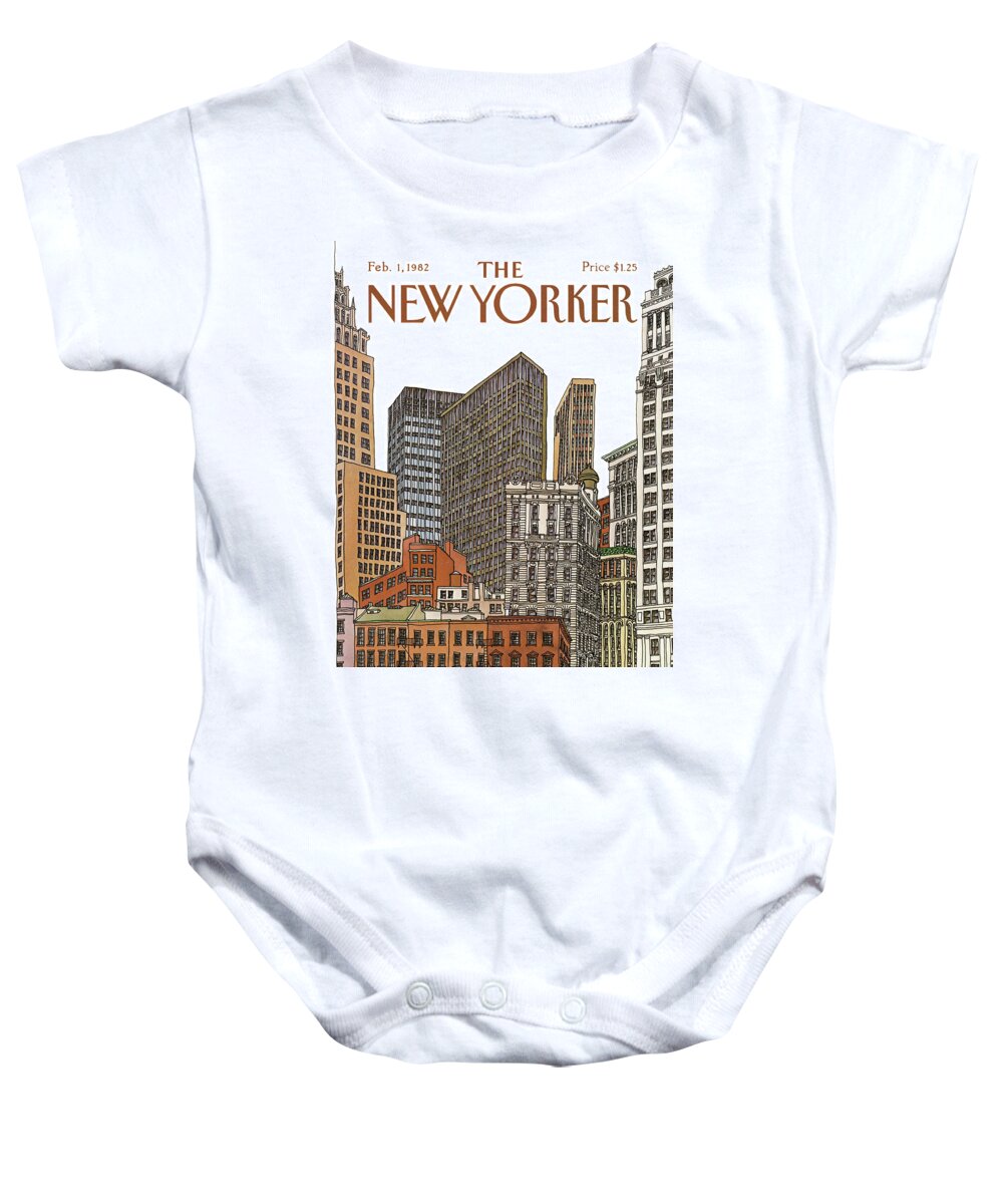 Business Baby Onesie featuring the painting New Yorker February 1st, 1982 by Roxie Munro