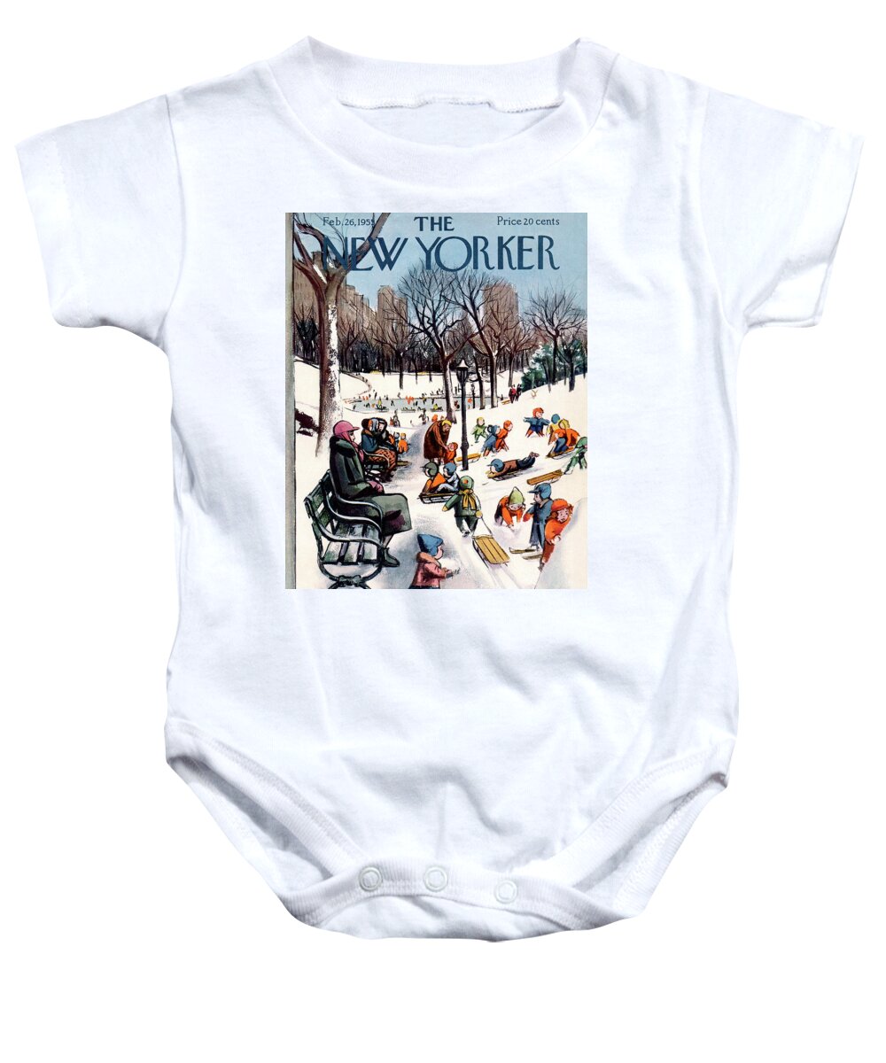 New York City Baby Onesie featuring the painting New Yorker February 26th, 1955 by Arthur Getz