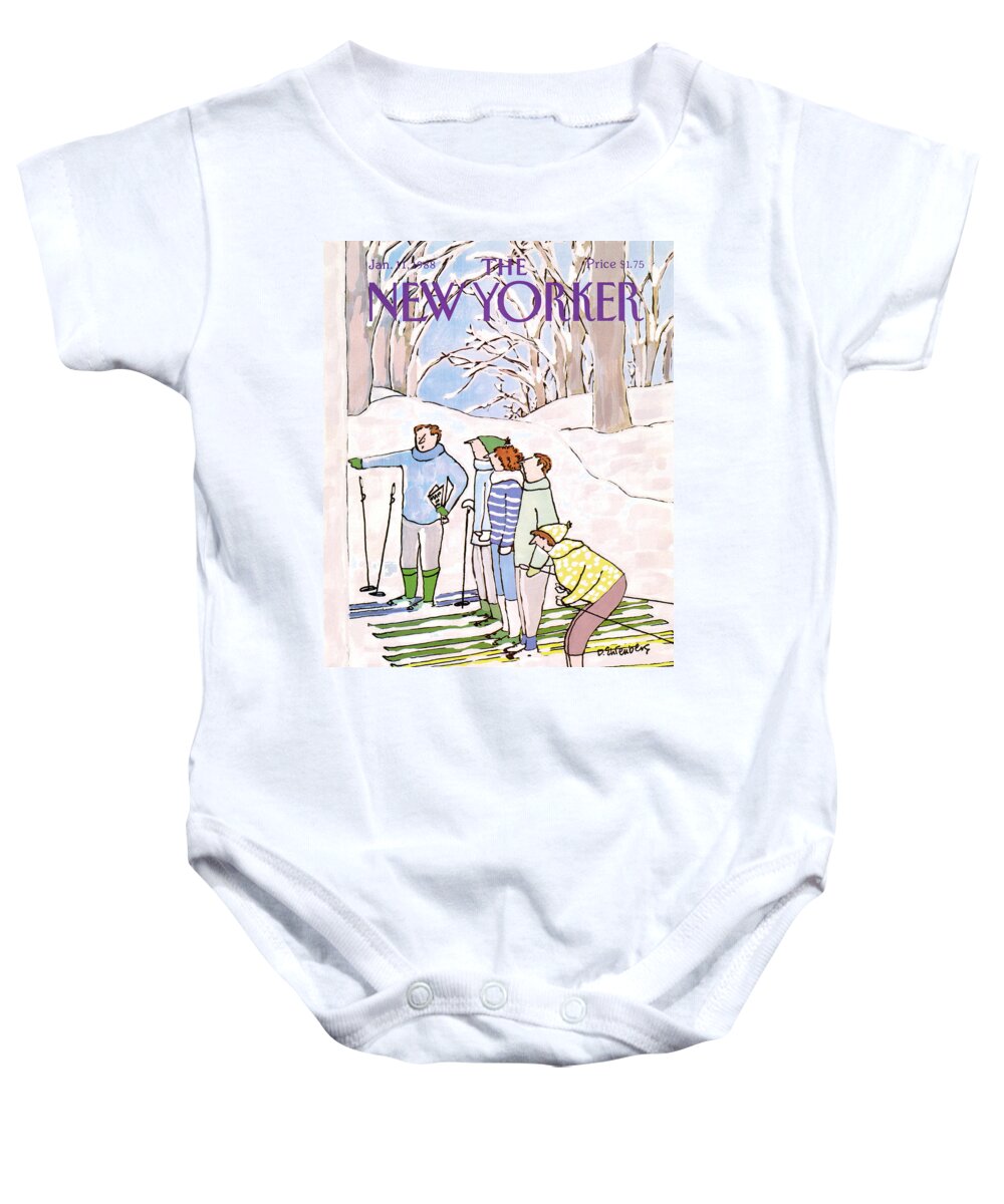 Nature Baby Onesie featuring the painting New Yorker January 11th, 1988 by Devera Ehrenberg