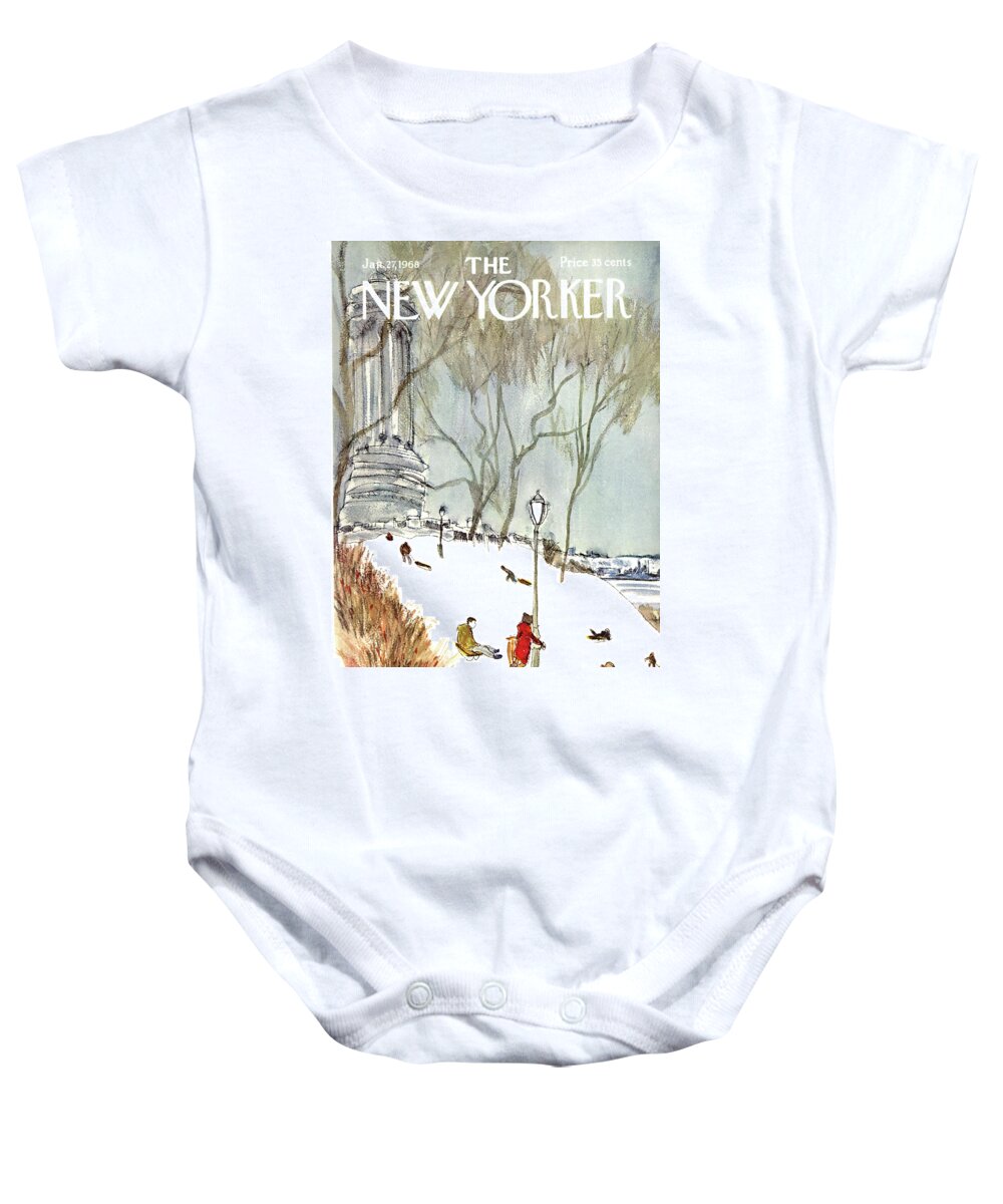  Seasons Baby Onesie featuring the painting New Yorker January 27th, 1968 by James Stevenson