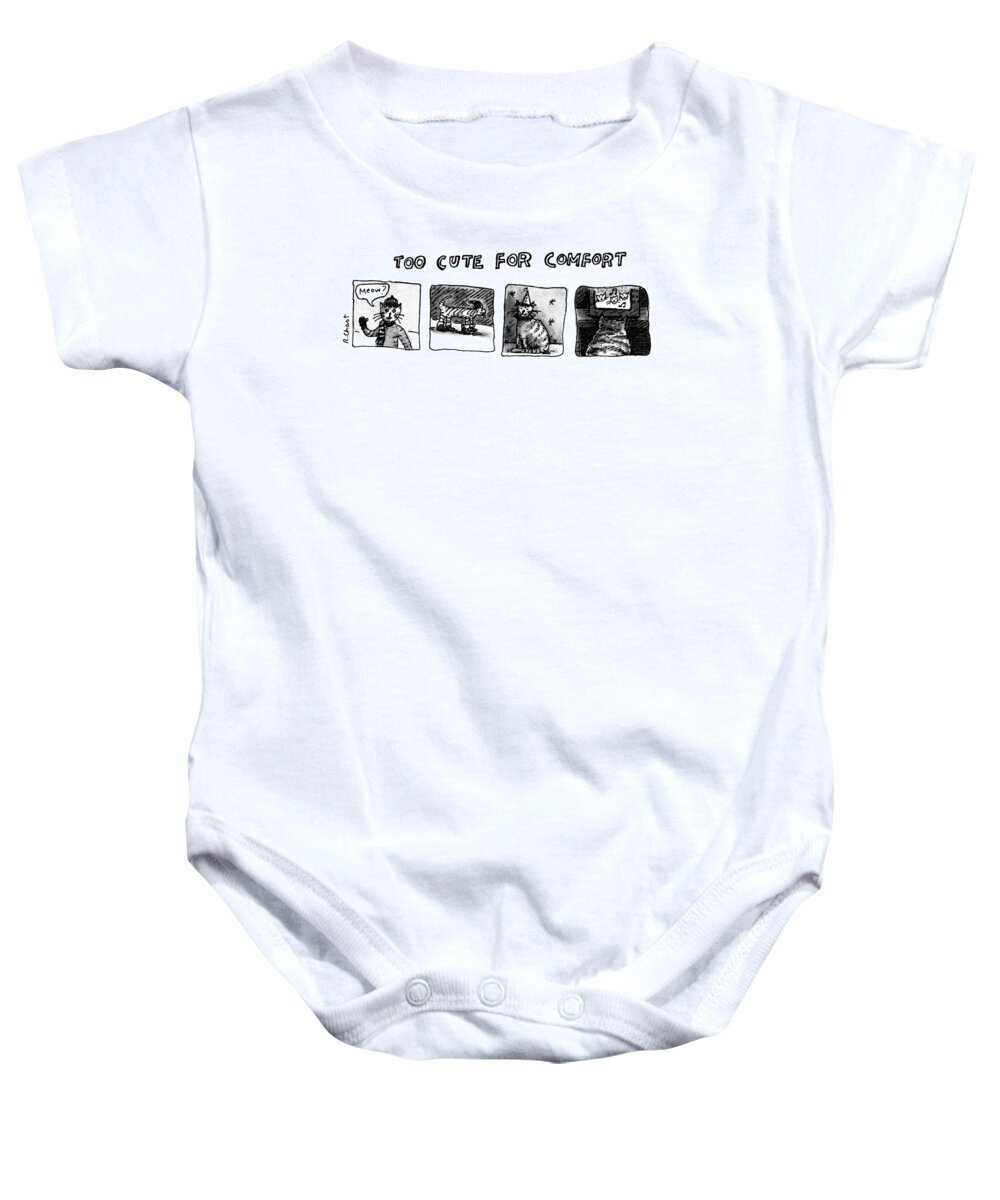 88621 Rch Roz Chast (four Pictures Of Kittens. Saying Meow Baby Onesie featuring the drawing New Yorker January 7th, 1980 by Roz Chast