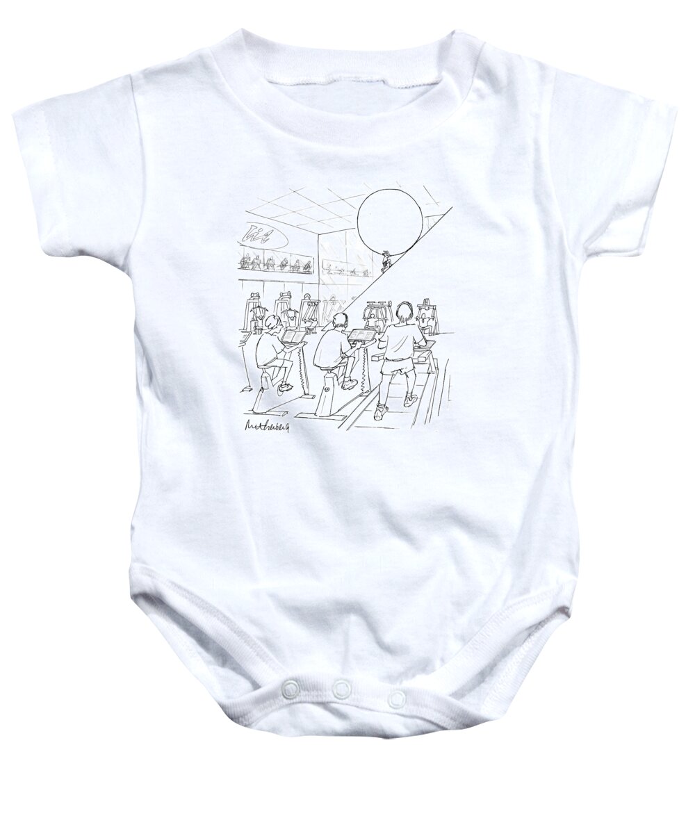 Sisyphus Baby Onesie featuring the drawing New Yorker July 20th, 1998 by Mort Gerberg