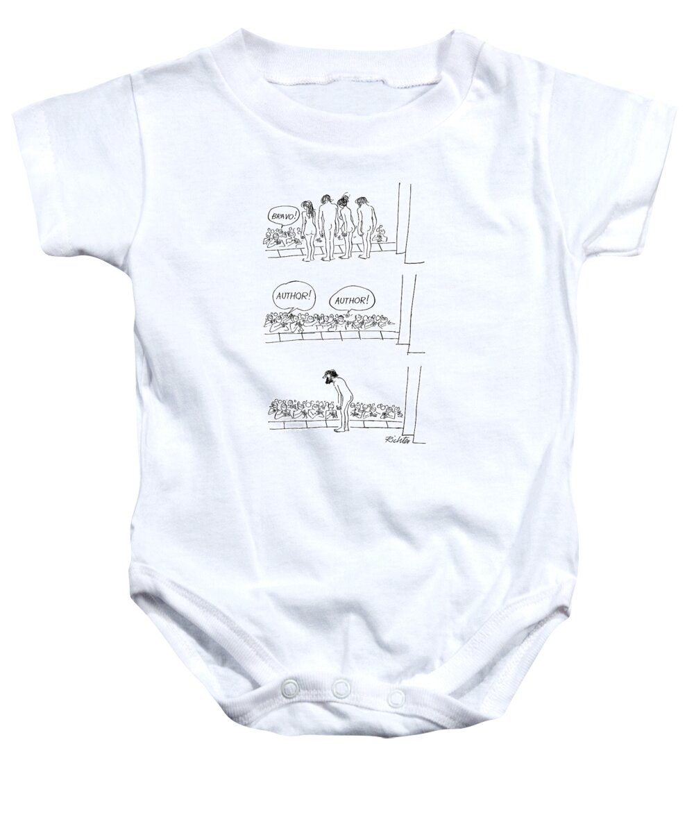 Theater Baby Onesie featuring the drawing New Yorker July 26th, 1969 by Mischa Richter