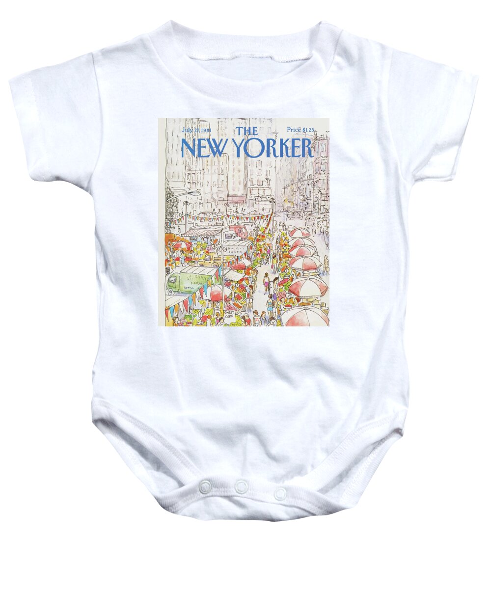 New York City Baby Onesie featuring the painting New Yorker July 27th, 1981 by Arthur Getz
