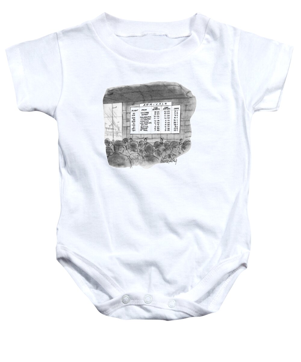Travel Baby Onesie featuring the drawing New Yorker July 4th, 1970 by Mort Gerberg