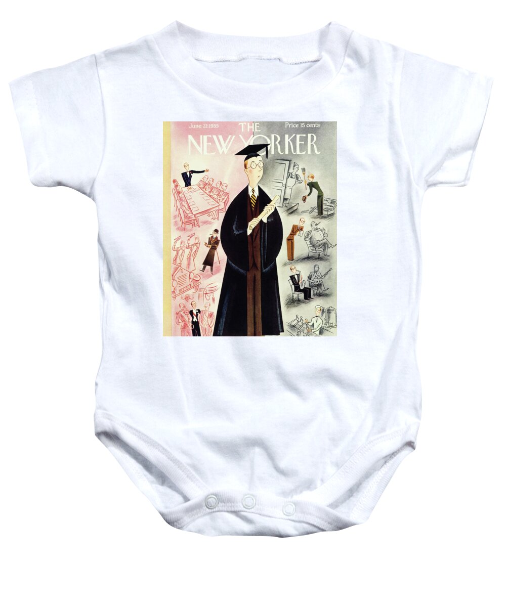 Education Baby Onesie featuring the painting New Yorker June 22 1935 by Constantin Alajalov