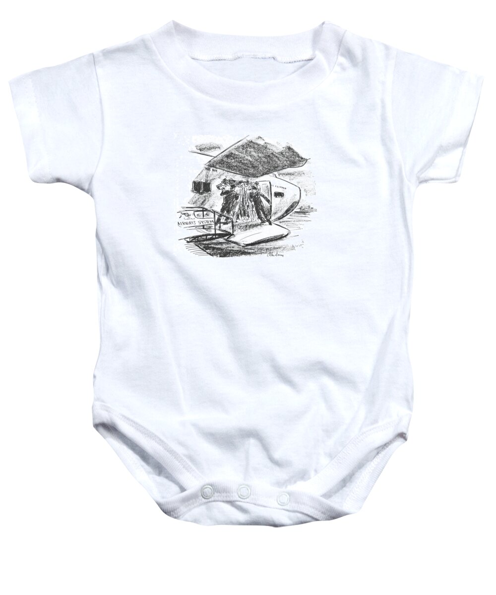 112728 Adu Alan Dunn Baby Onesie featuring the drawing New Yorker June 26th, 1943 by Alan Dunn