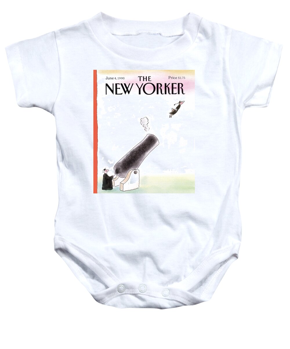 Age Baby Onesie featuring the painting New Yorker June 4th, 1990 by Arnie Levin