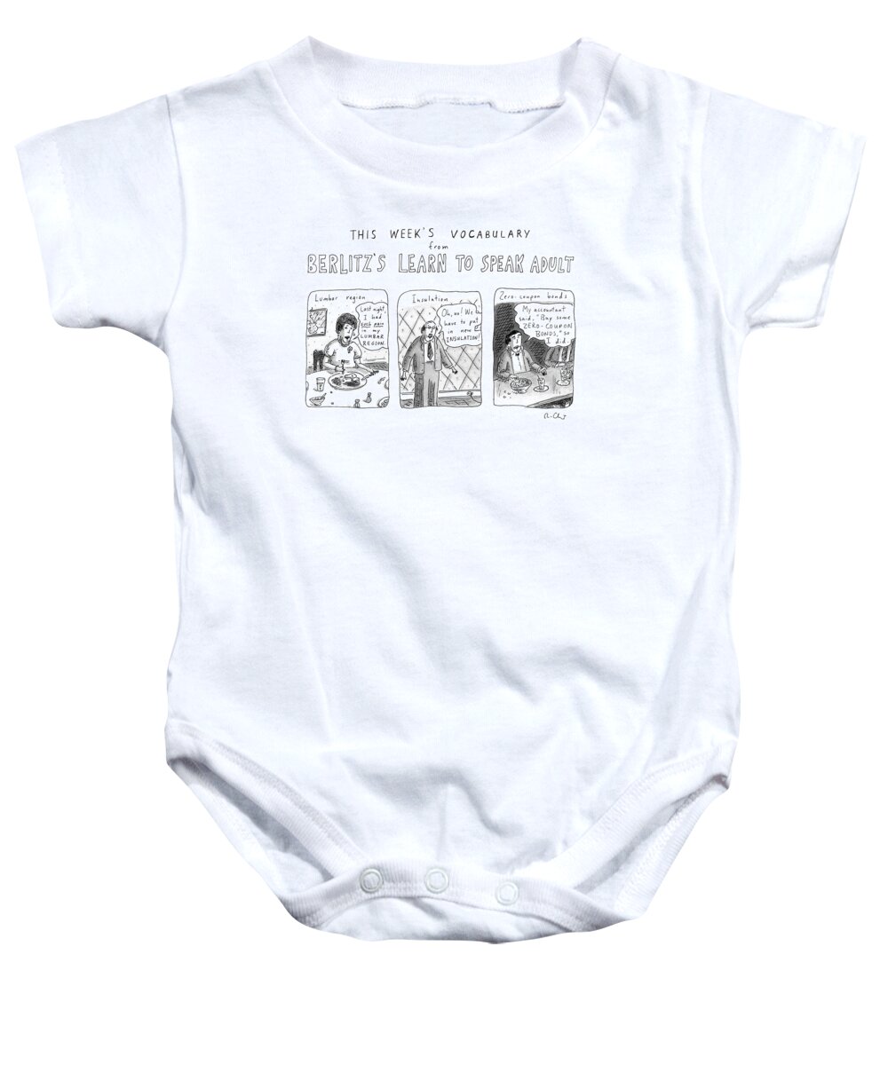 Middle Age Baby Onesie featuring the drawing New Yorker March 16th, 1992 by Roz Chast