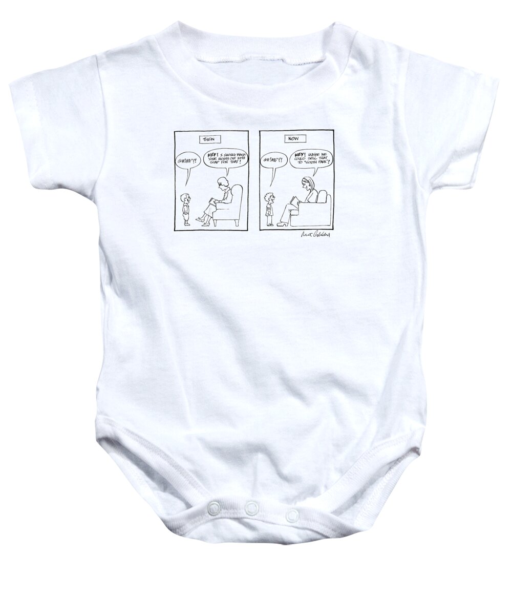 Television -general Baby Onesie featuring the drawing New Yorker May 18th, 1998 by Mort Gerberg
