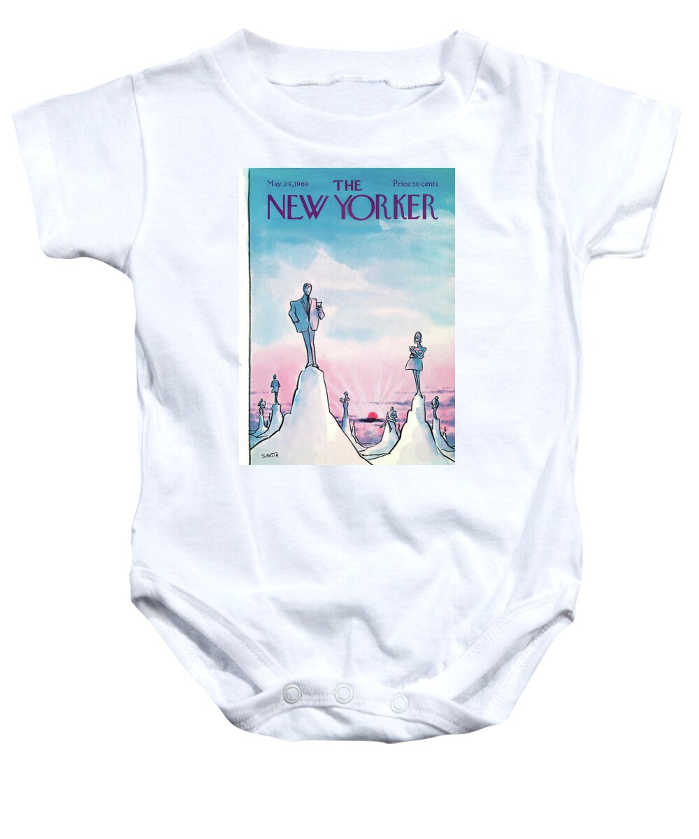 Charles Saxon Csa Baby Onesie featuring the painting New Yorker May 24th, 1969 by Charles Saxon