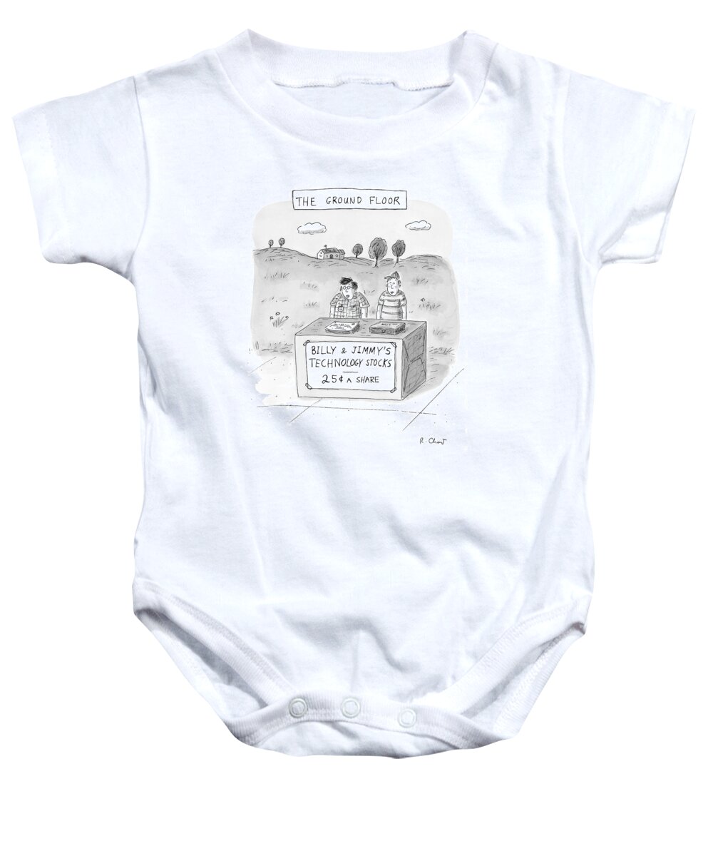 Stocks Baby Onesie featuring the drawing New Yorker May 31st, 1999 by Roz Chast