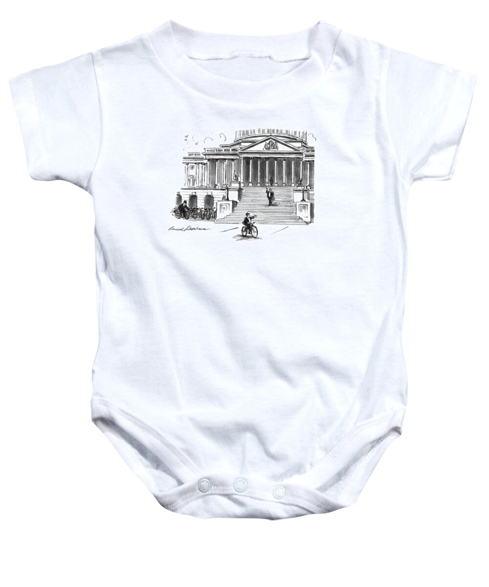 Government Baby Onesie featuring the drawing New Yorker May 4th, 1992 by Bernard Schoenbaum