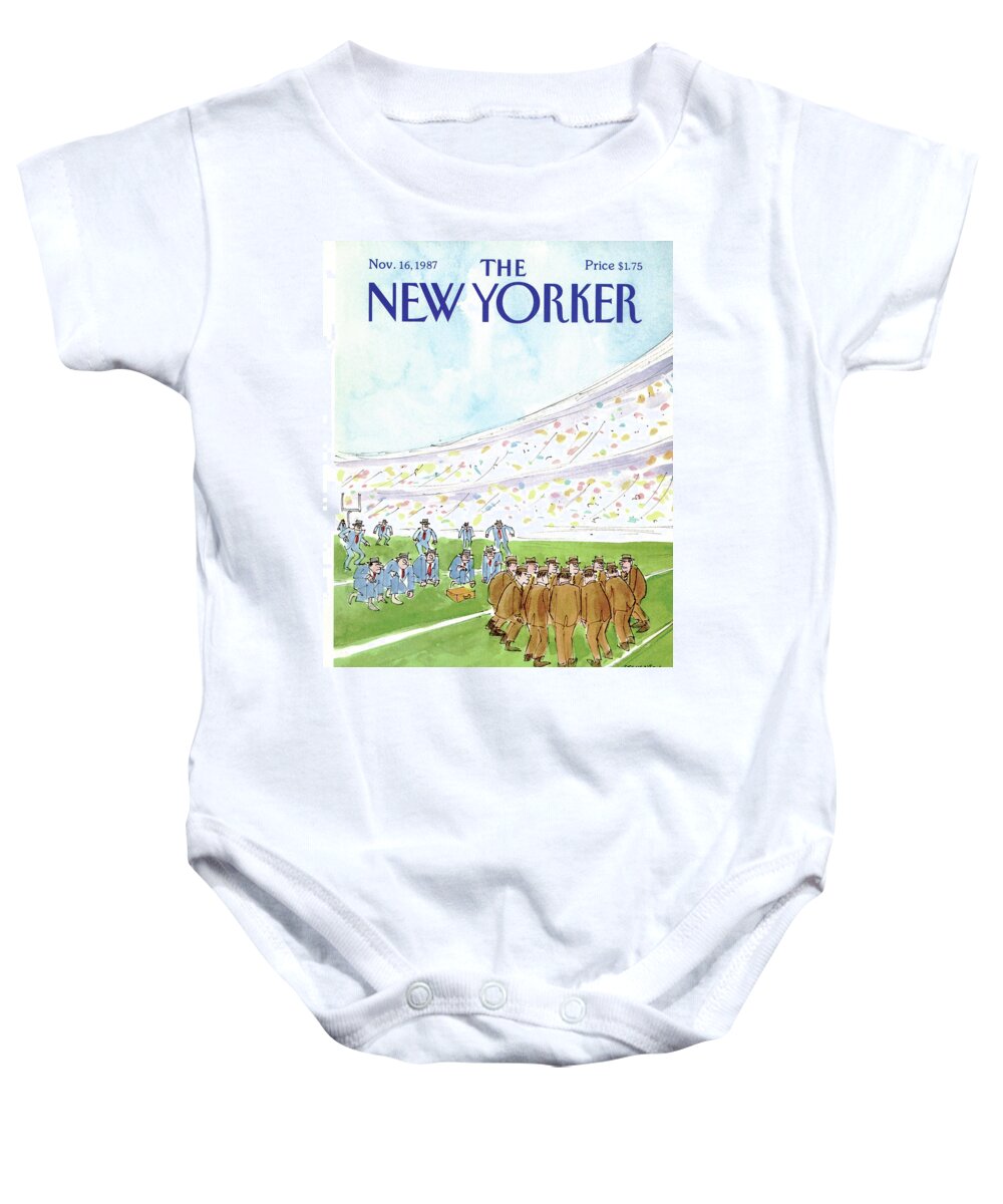 Business Baby Onesie featuring the painting New Yorker November 16th, 1987 by James Stevenson