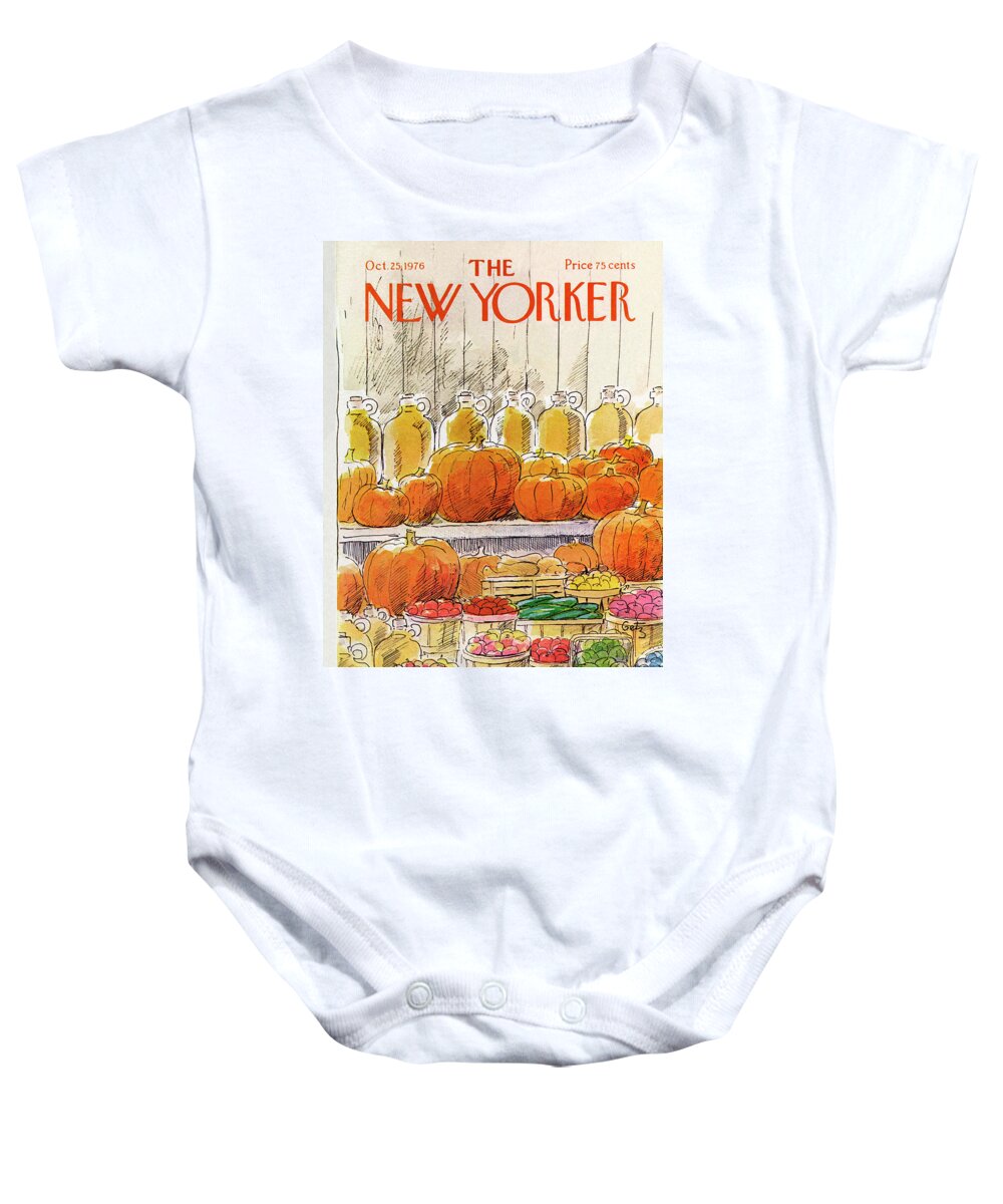 Halloween Baby Onesie featuring the painting New Yorker October 25th, 1976 by Arthur Getz