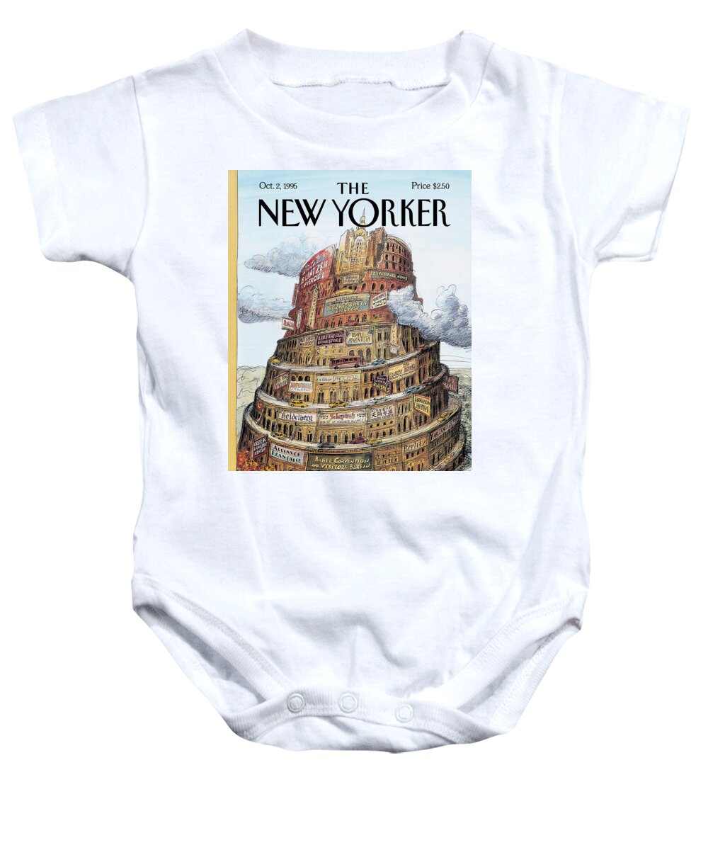 I Love Babel Baby Onesie featuring the painting New Yorker October 2nd, 1995 by Edward Sorel