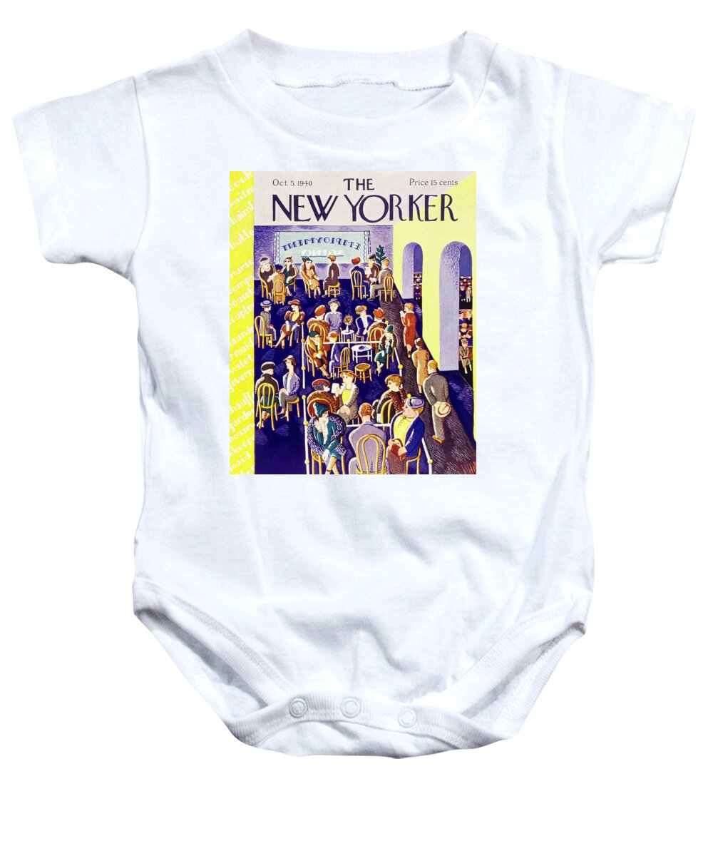 Crowd Baby Onesie featuring the painting New Yorker October 5 1940 by Ilonka Karasz