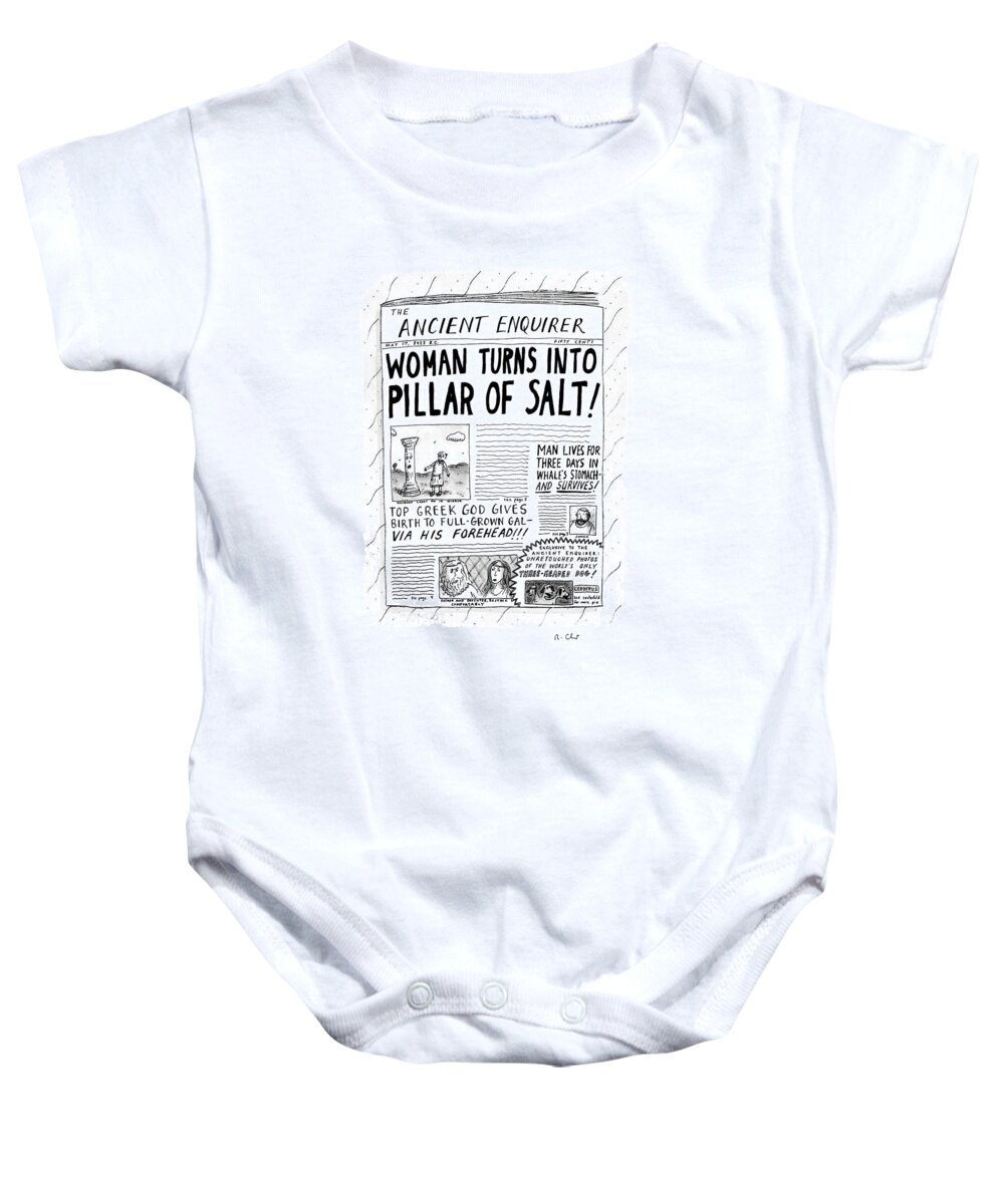 Media Baby Onesie featuring the drawing New Yorker October 5th, 1992 by Roz Chast