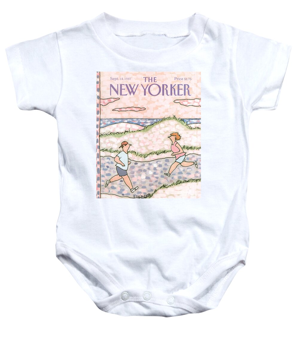 Exercise Baby Onesie featuring the painting New Yorker September 14th, 1987 by Devera Ehrenberg