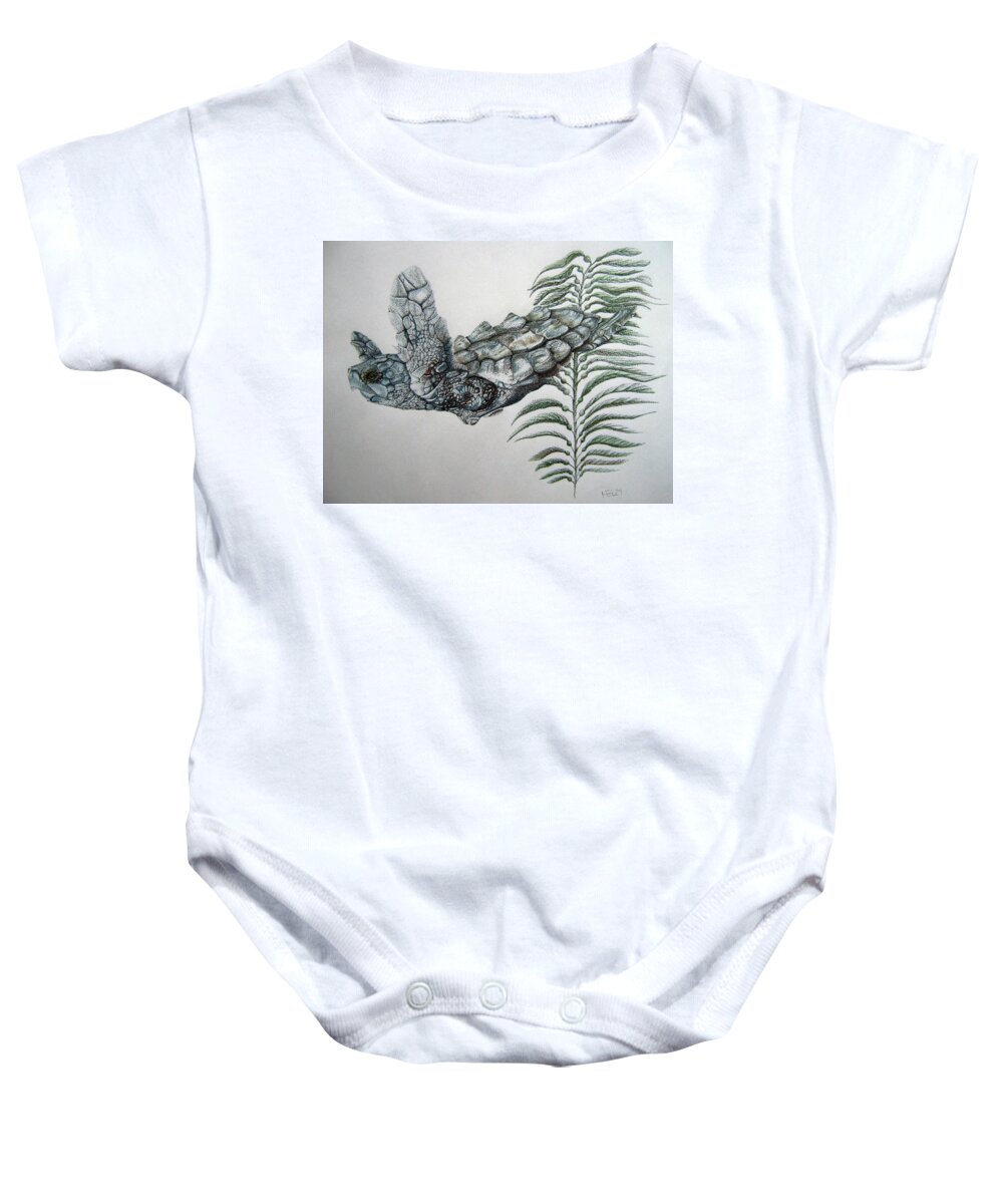 Dog Baby Onesie featuring the drawing Norman Blue by Mayhem Mediums