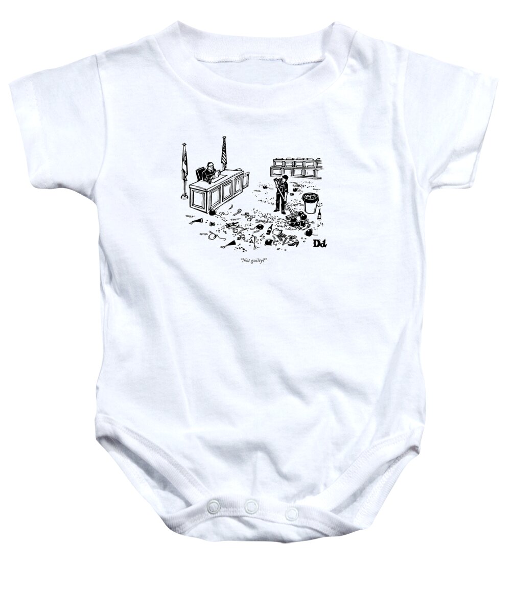 Courtroom Baby Onesie featuring the drawing Not Guilty? by Drew Dernavich