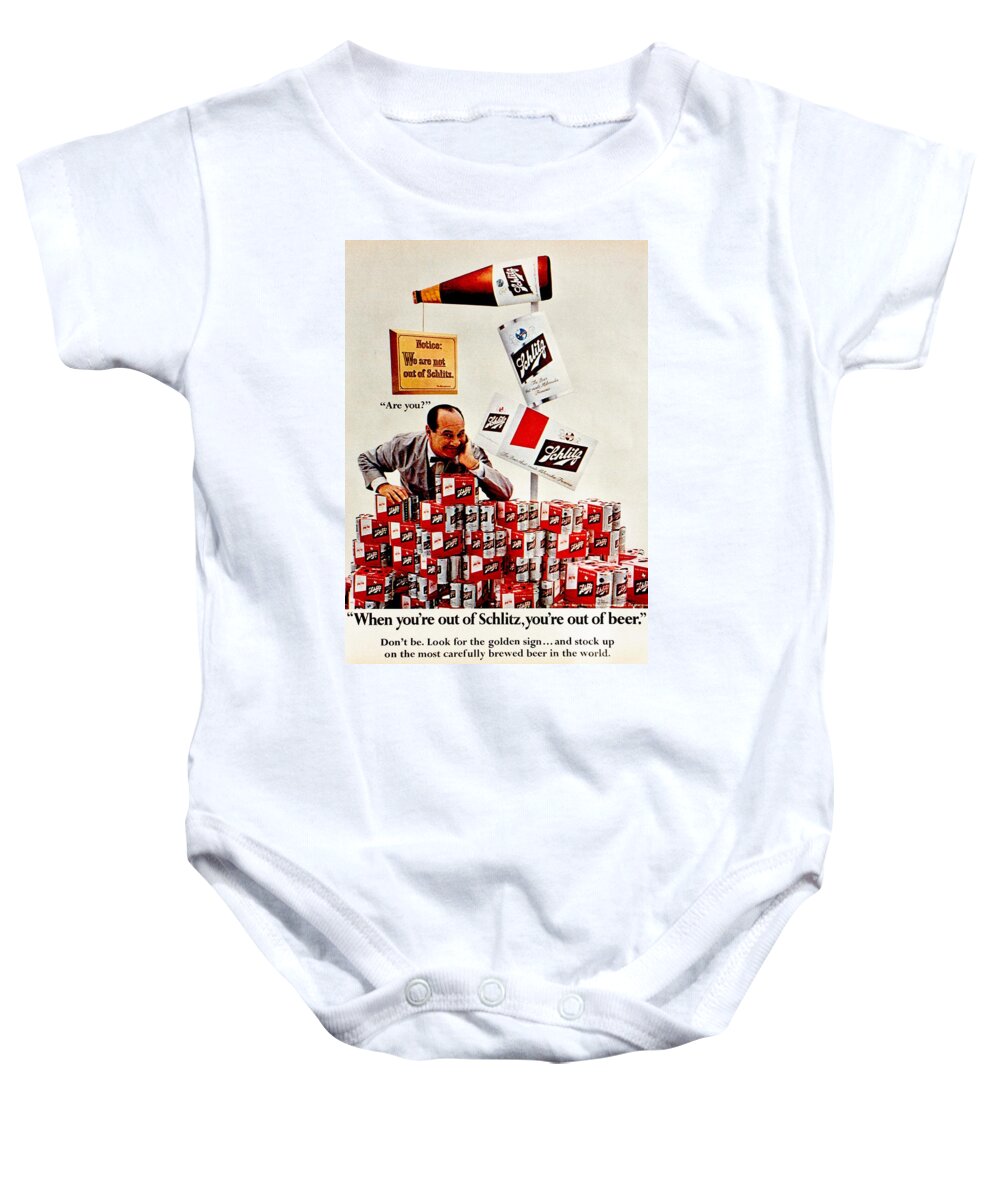 Schlitz Baby Onesie featuring the photograph Not Out of Schlitz by Benjamin Yeager