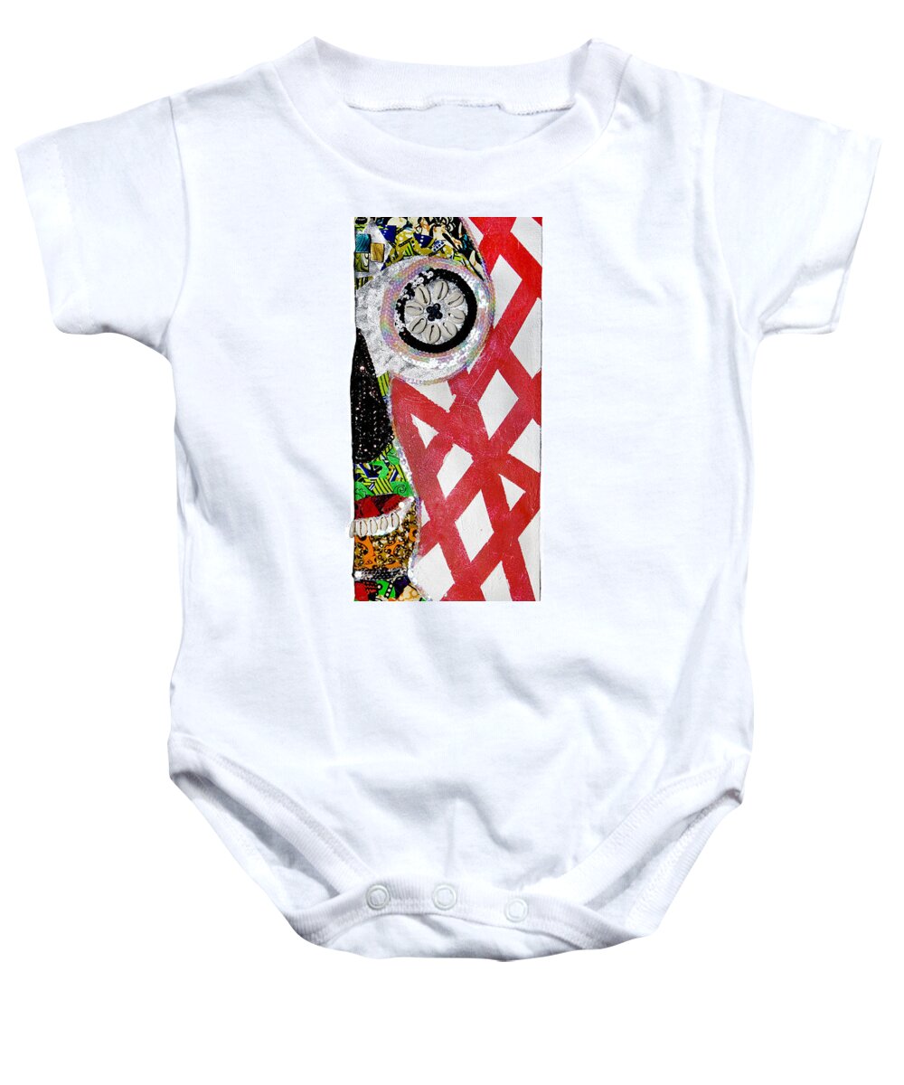 Tribal Baby Onesie featuring the tapestry - textile Obaoya by Apanaki Temitayo M