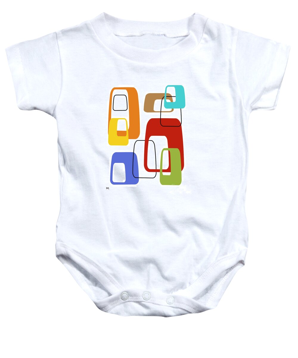 Abstract Baby Onesie featuring the digital art Oblongs on White 4 by Donna Mibus