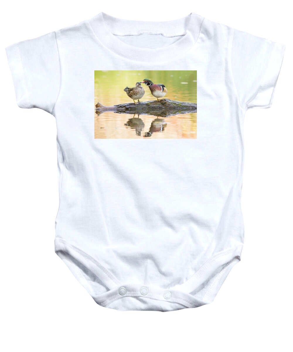 Wood-duck Baby Onesie featuring the photograph October Love Story by Mircea Costina Photography