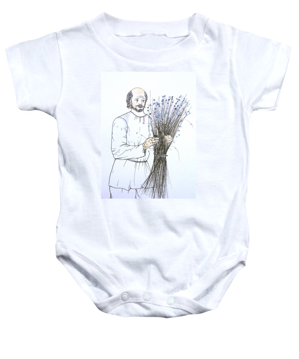 Maiden And The Tsar Baby Onesie featuring the photograph Old Man and Flax by Marwan George Khoury