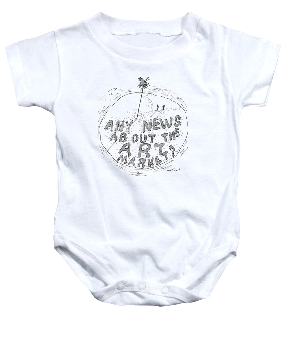 Captionless Desert Island Baby Onesie featuring the drawing On A Desert Island by Michael Crawford