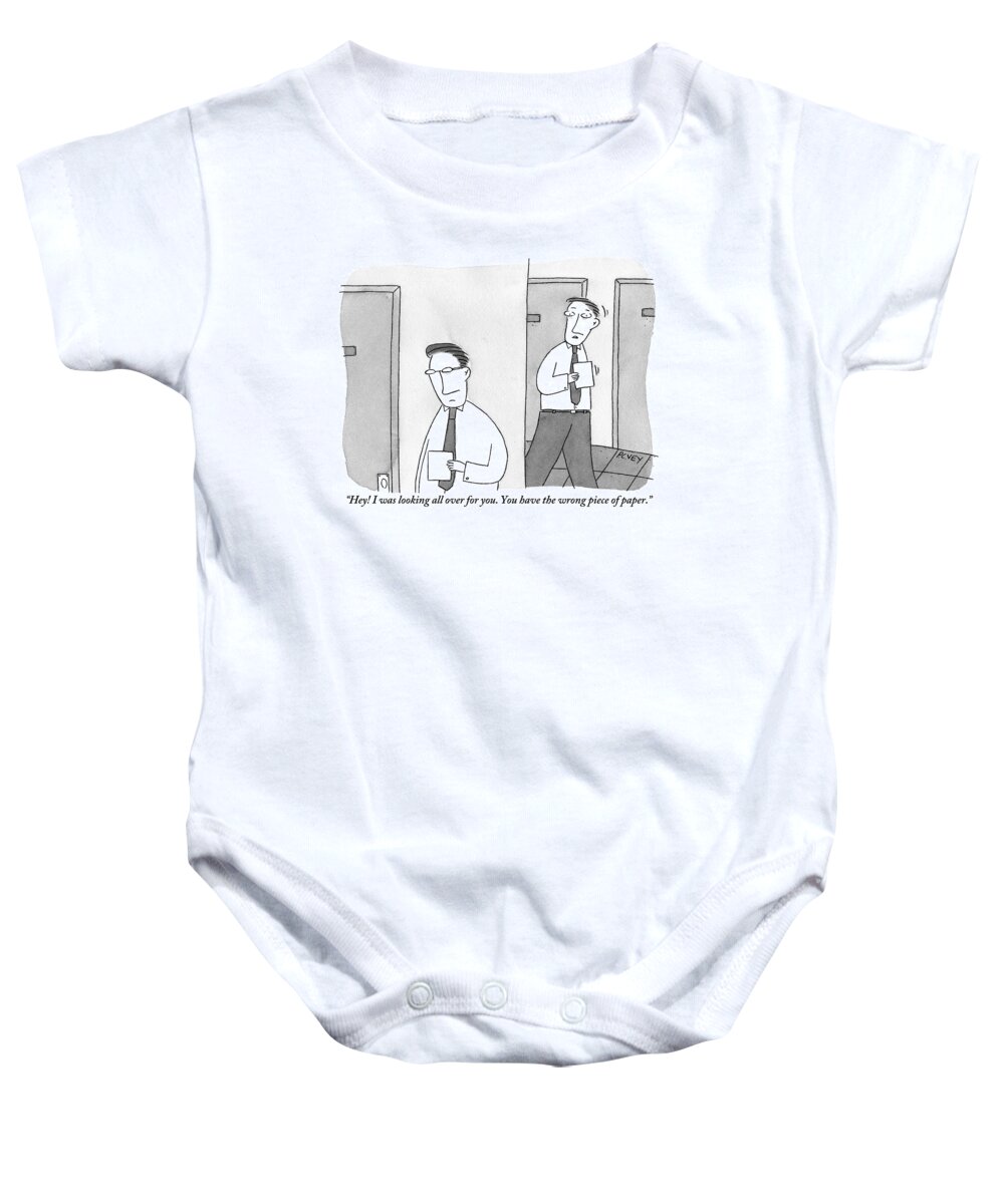 Office Workers Baby Onesie featuring the drawing Once Colleague Walking Past Another by Peter C. Vey
